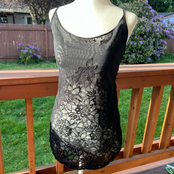 Vintage Malizia by La Perla Luxury Italian Designer black lingerie tank top